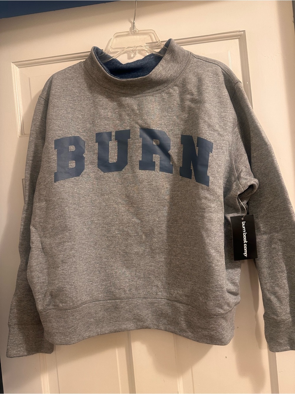 BURN Boot Camp Parke-style reversible mock neck sweatshirt. NWT.